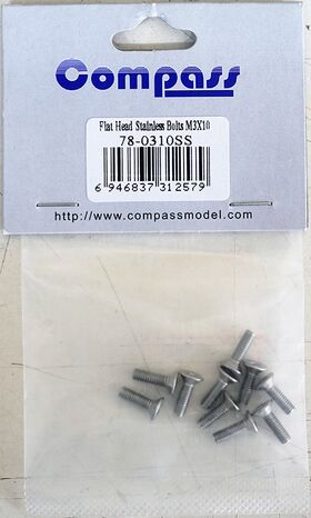 Flat Head Stainless Bolt M3x10 (10)